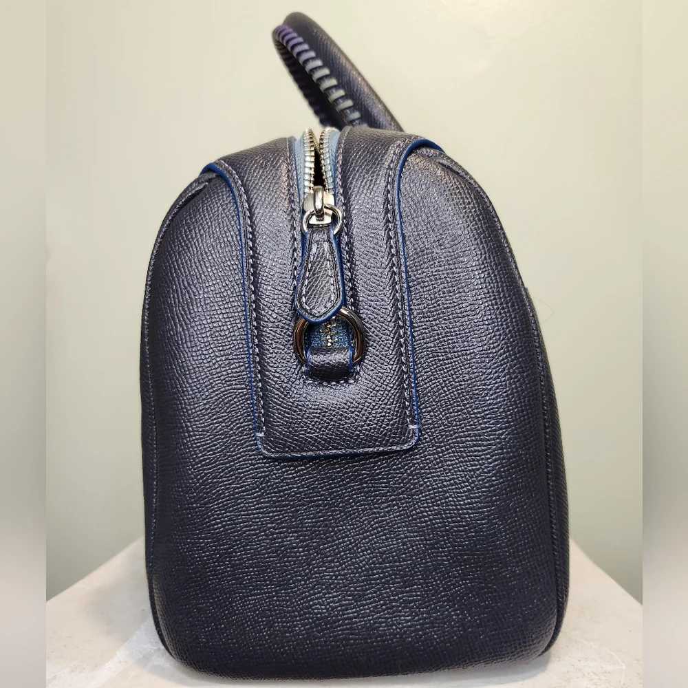 Coach grey/blue satchel Bennett Bag with Multicolor whipstitch Handle